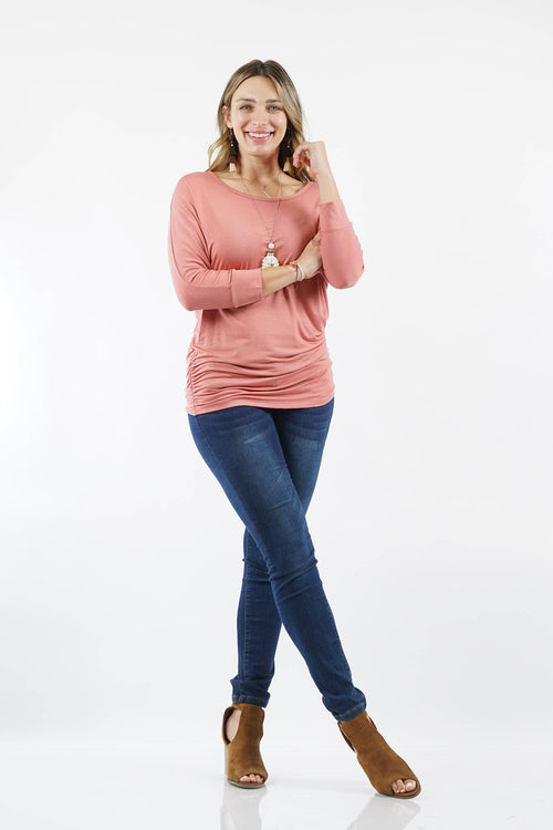 ",._ Plus Size Side Ruched Dolman Top