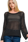 ', Hollow Out Long Sleeve Sweater