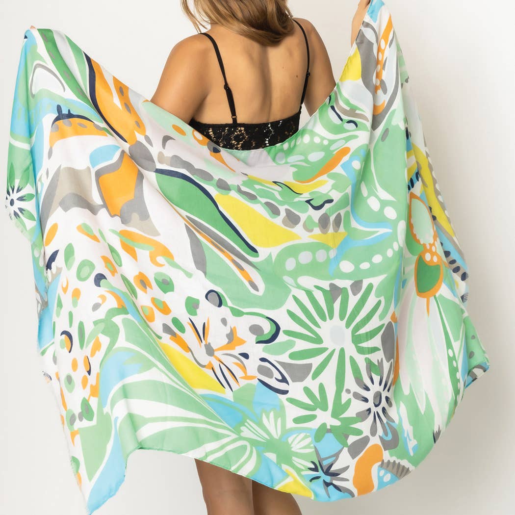 Tropical Floral Print Scarf