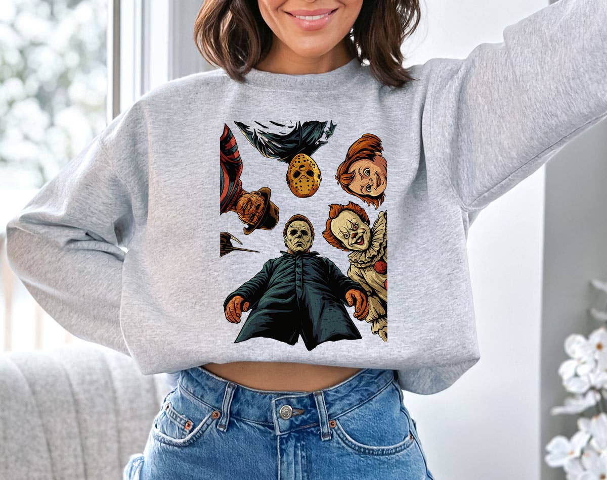 Horror Icons Looking Down Scary Halloween Sweatshirt