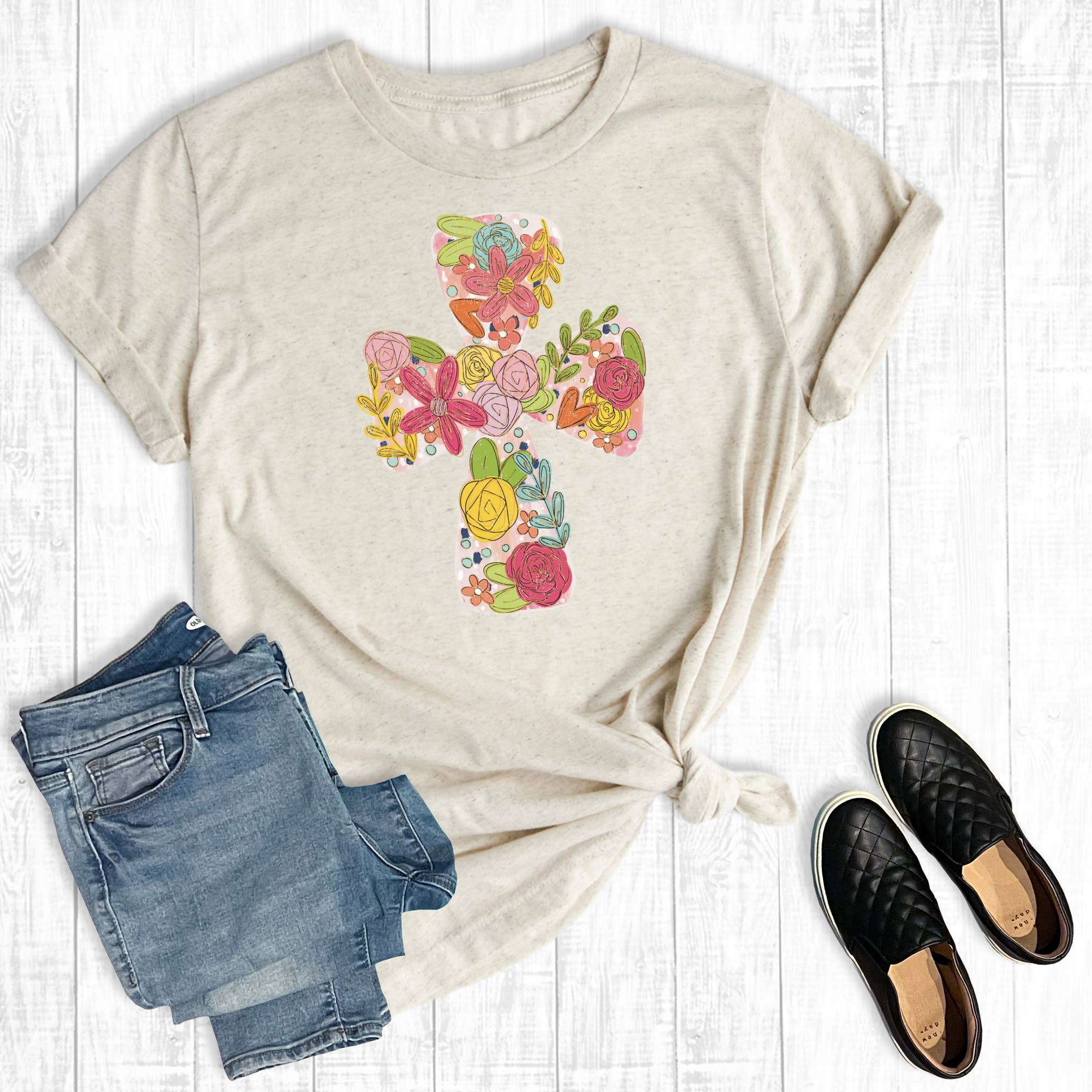 Faith Floral Cross Graphic Tee