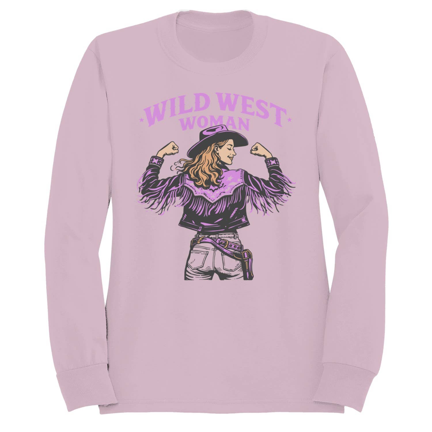 Wild West Cowgirl  Women's Sweatshirt Light Pink