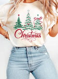 Merry Christmas Tree Light Graphic T Shirts