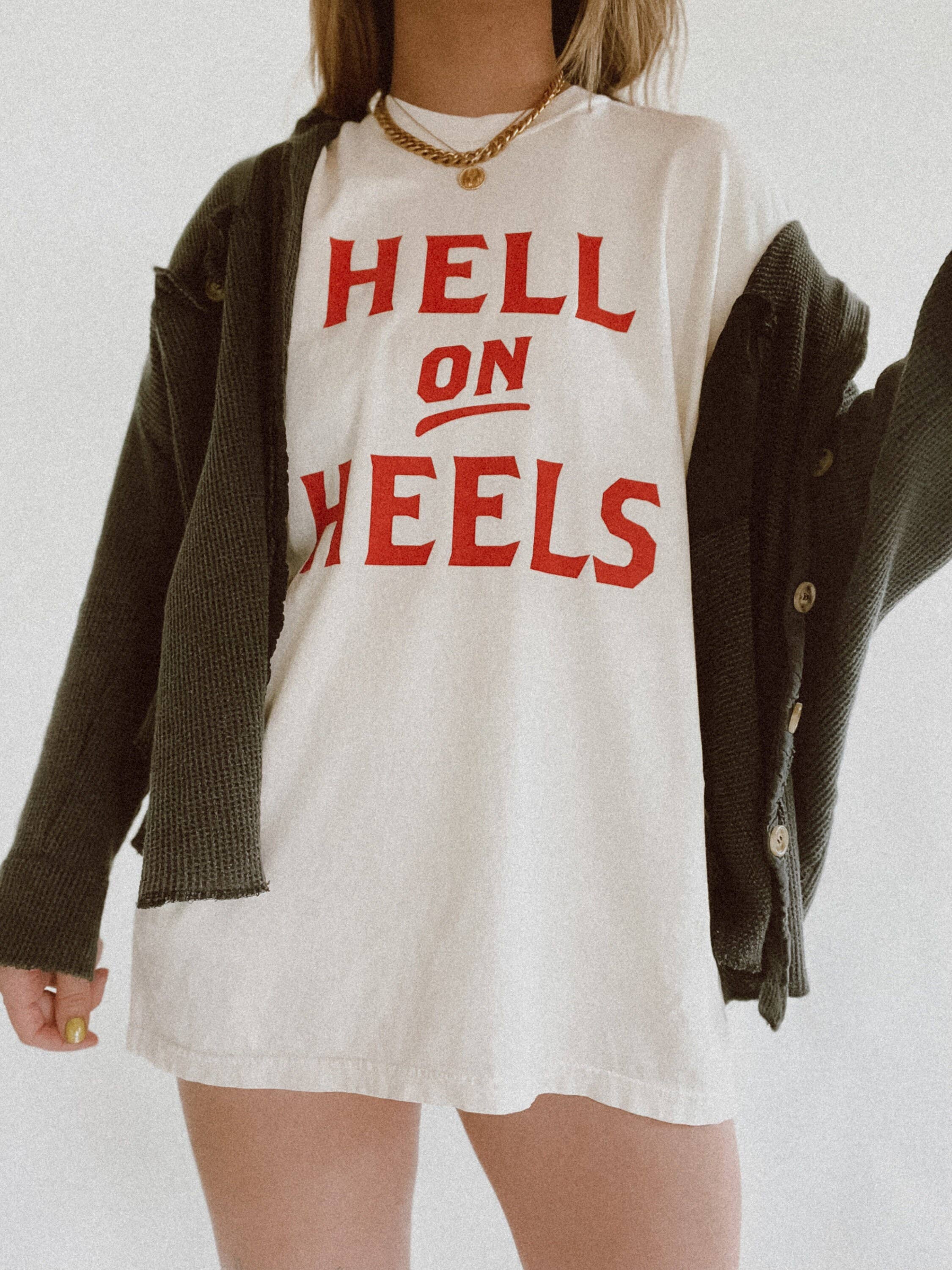Hell On Heels Western Graphic Tee - Ivory