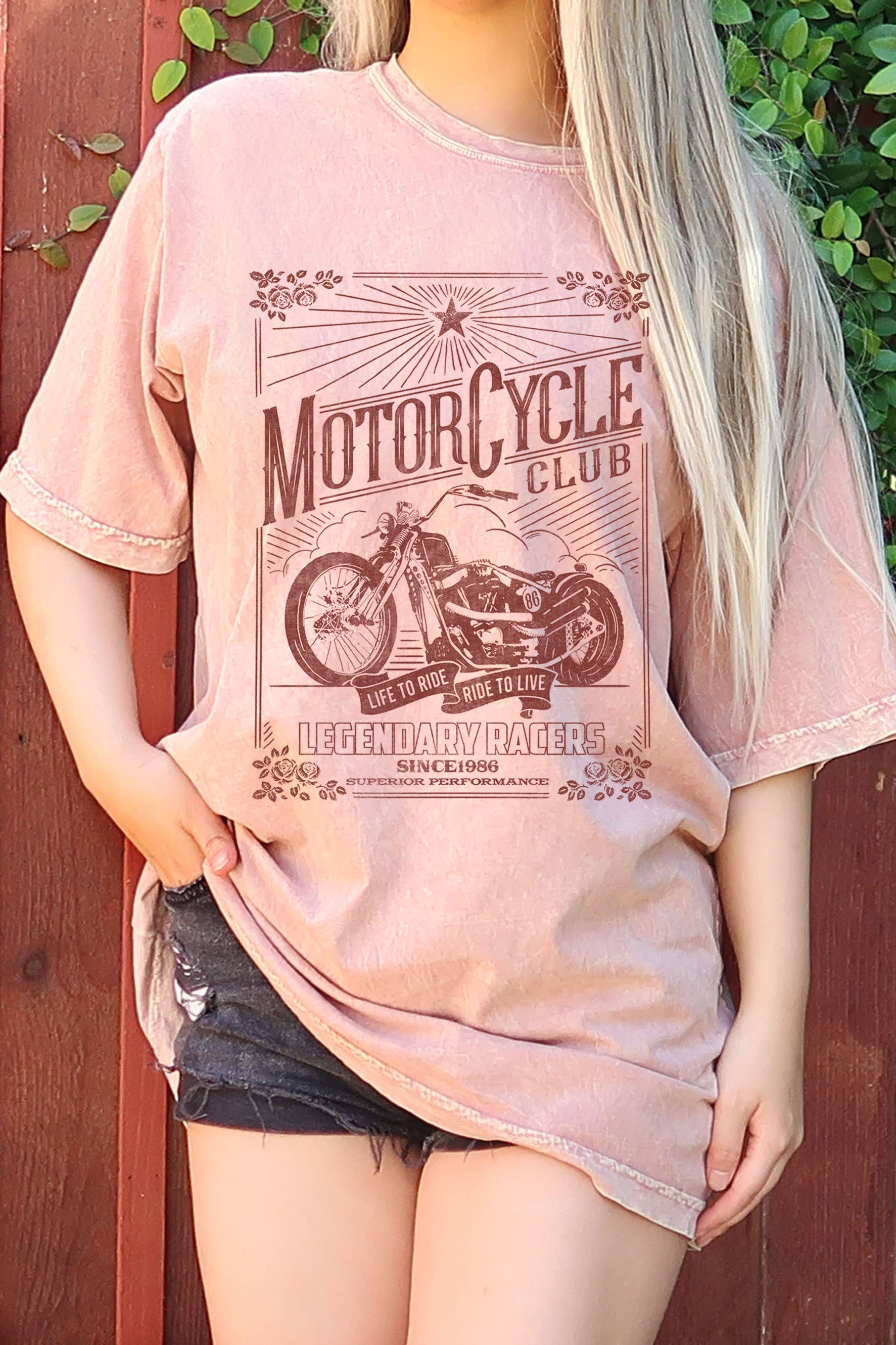 Motorcycle Club Oversize Mineral Graphic Tshirts