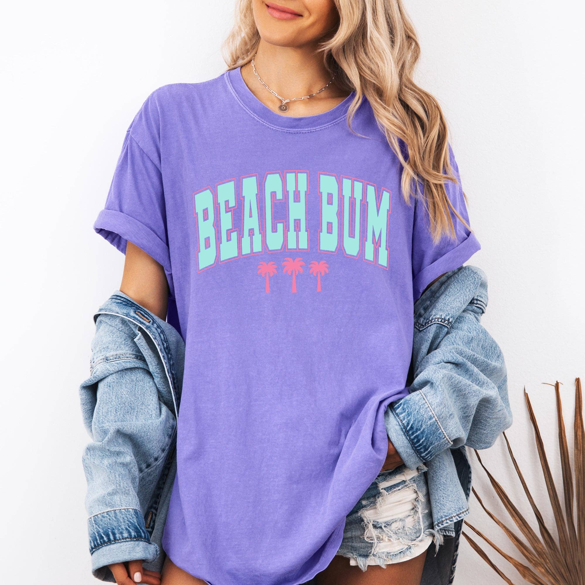 Beach Bum, Palm Trees, Varsity, Retro, Summer T-Shirt