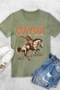 Cowboy Hold Your Horse Women's Vintage Graphic Tshirts