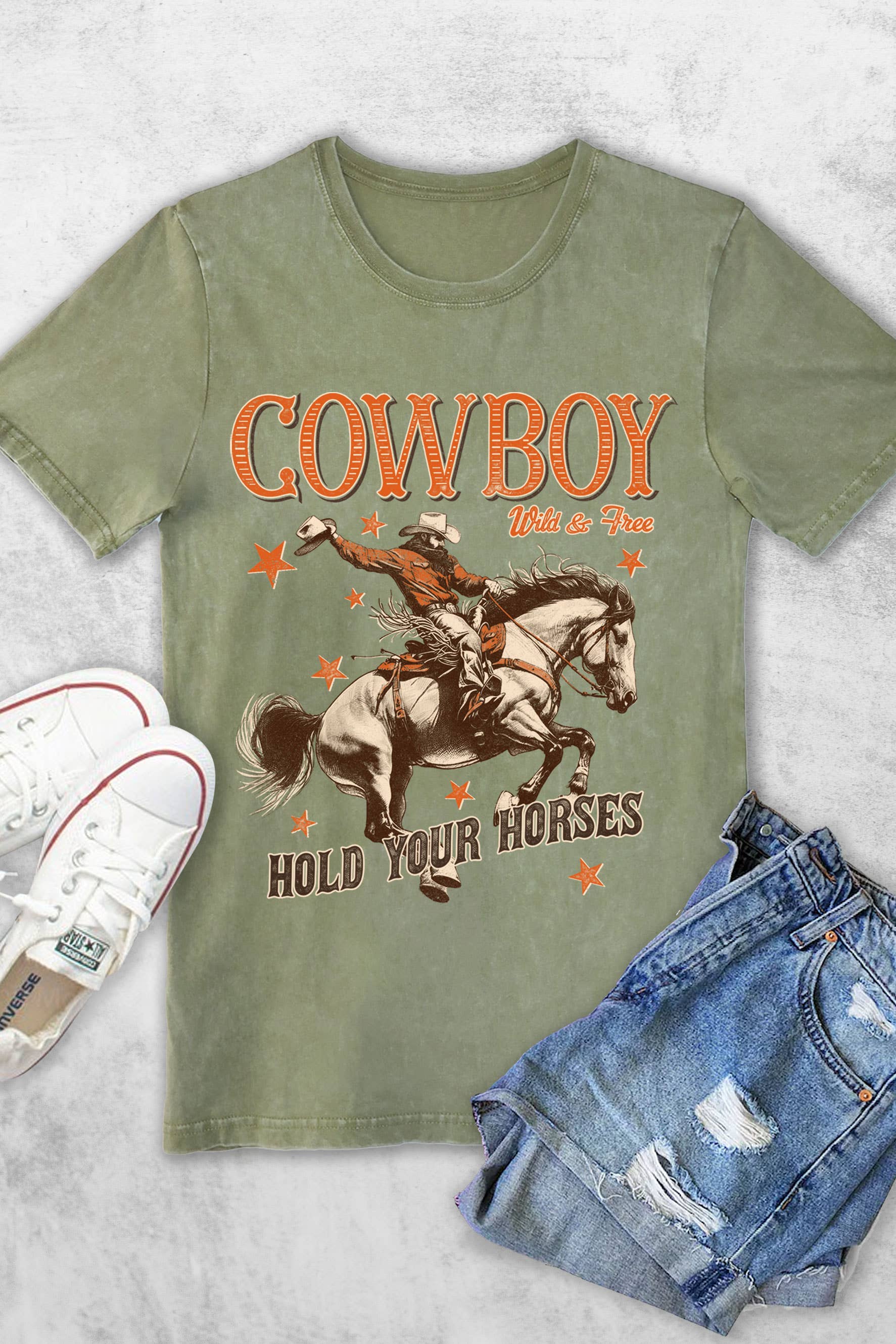 Cowboy Hold Your Horse Women's Vintage Graphic Tshirts