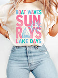 Boat Wave Sun Ray Lake Days Graphic T Shirts