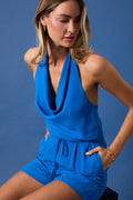 Halter Cowl Neck Romper