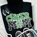 Green Sequin Cheer Mom Patch Black Everyday Tee