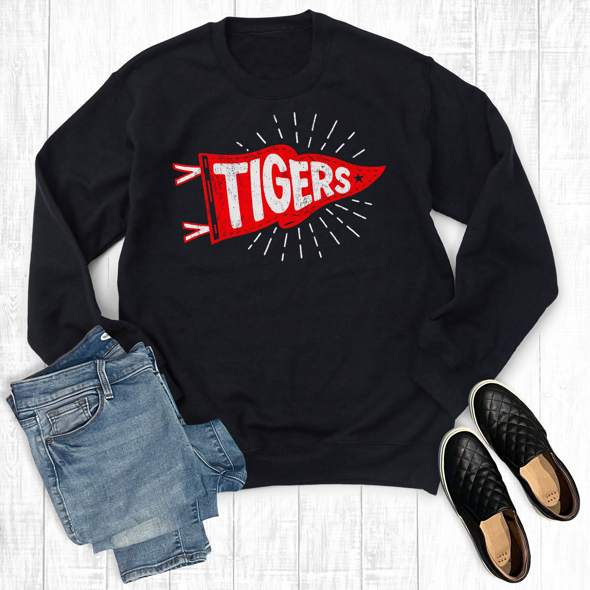 Custom Football Mascot Pennant Flag Graphic Sweatshirt
