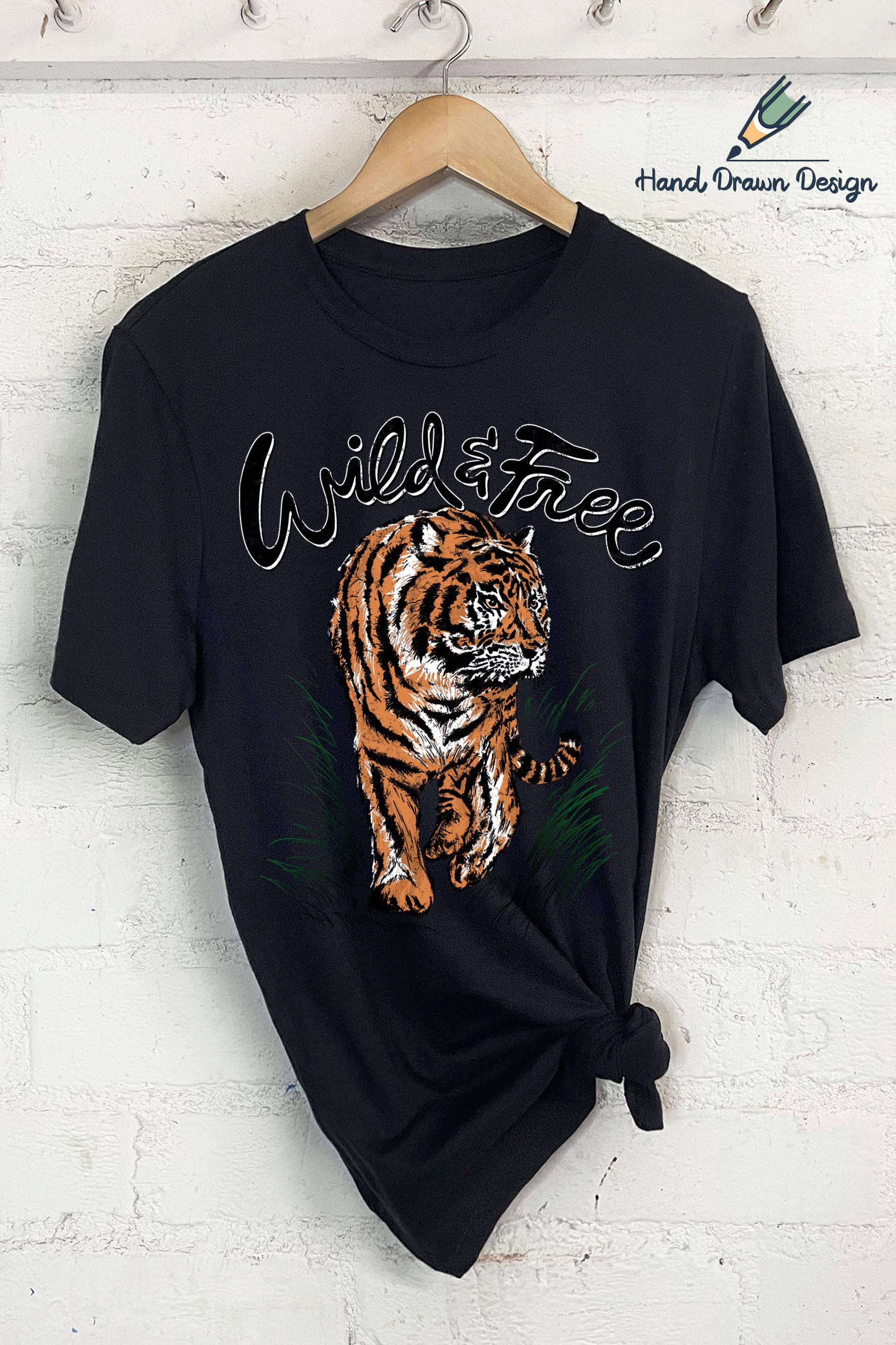 Wild and Free Tiger - Hand Drawn