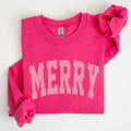 Merry, Varsity, Collegiate, Christmas, Santa Xmas Sweatshirt