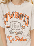 Oklahoma State Osu Cowboys Patches 25 Ash Gray Thrifted Tee