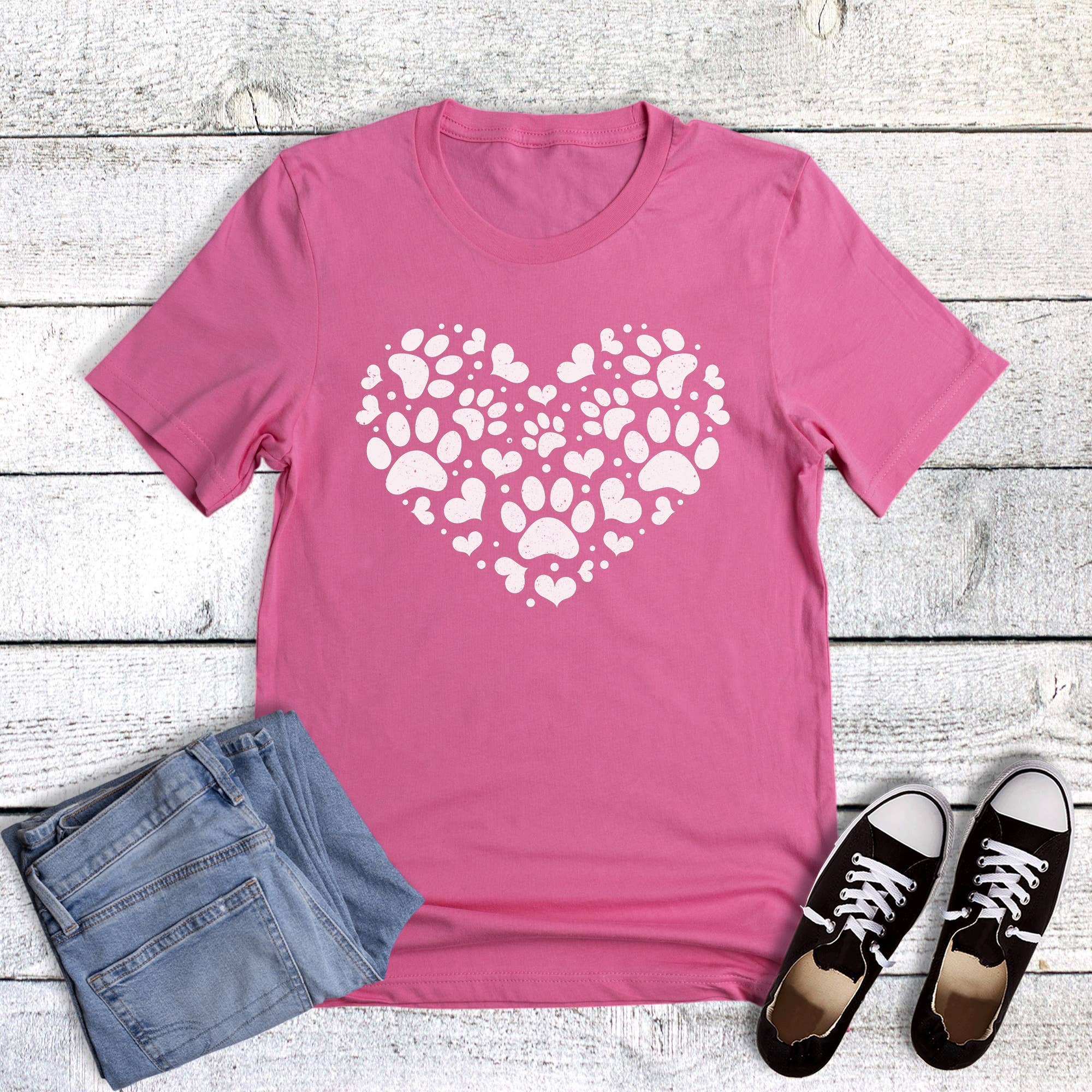 Valentine Paw Heart Cat Dog Graphic Tee