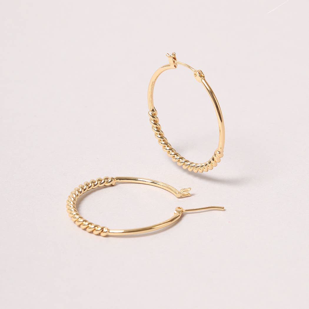 14K Gold-Dipped Twist Hoop Earring