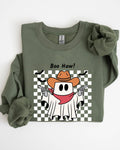 Boo Haw, Cowboy Ghost Checkered Western Halloween Sweatshirt
