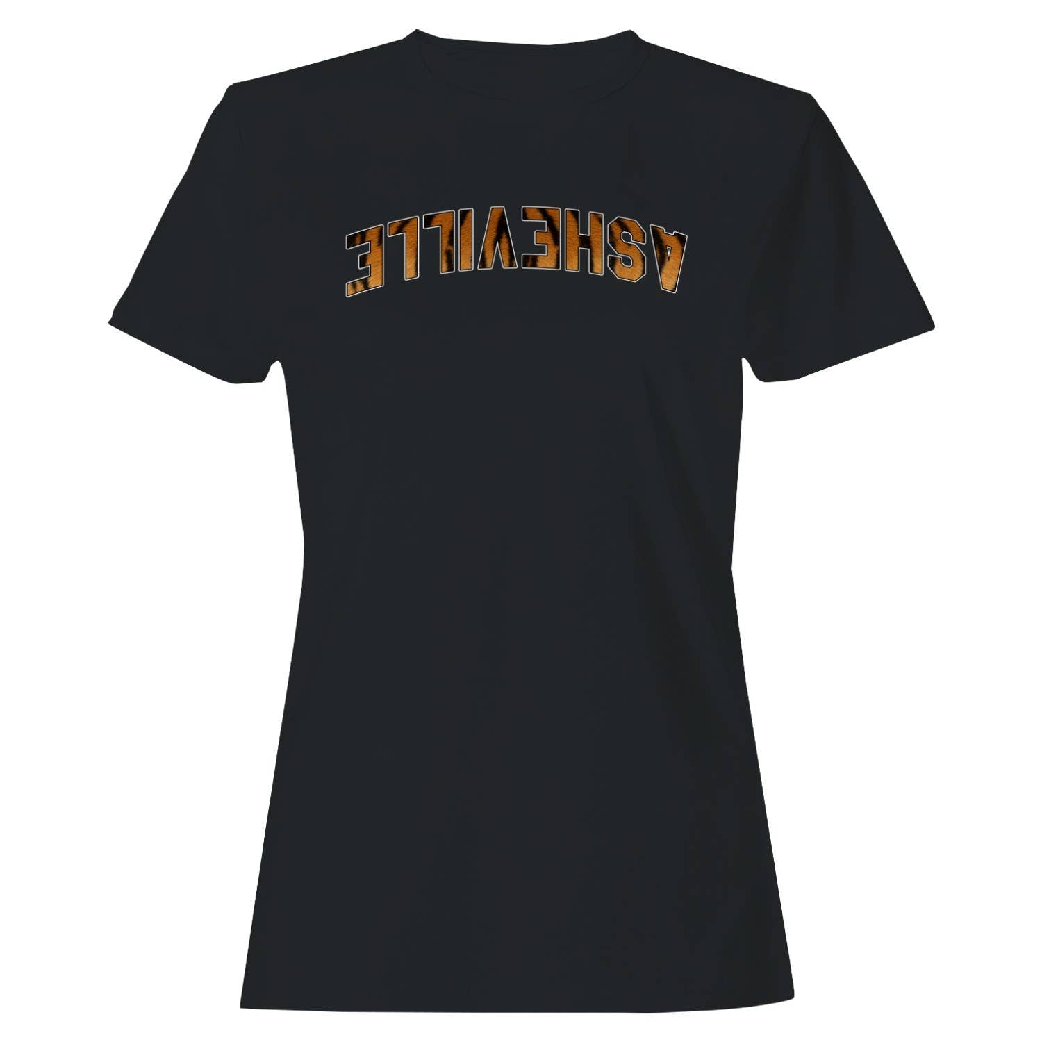 Asheville Tiger Print Arched Text Women's T-Shirt