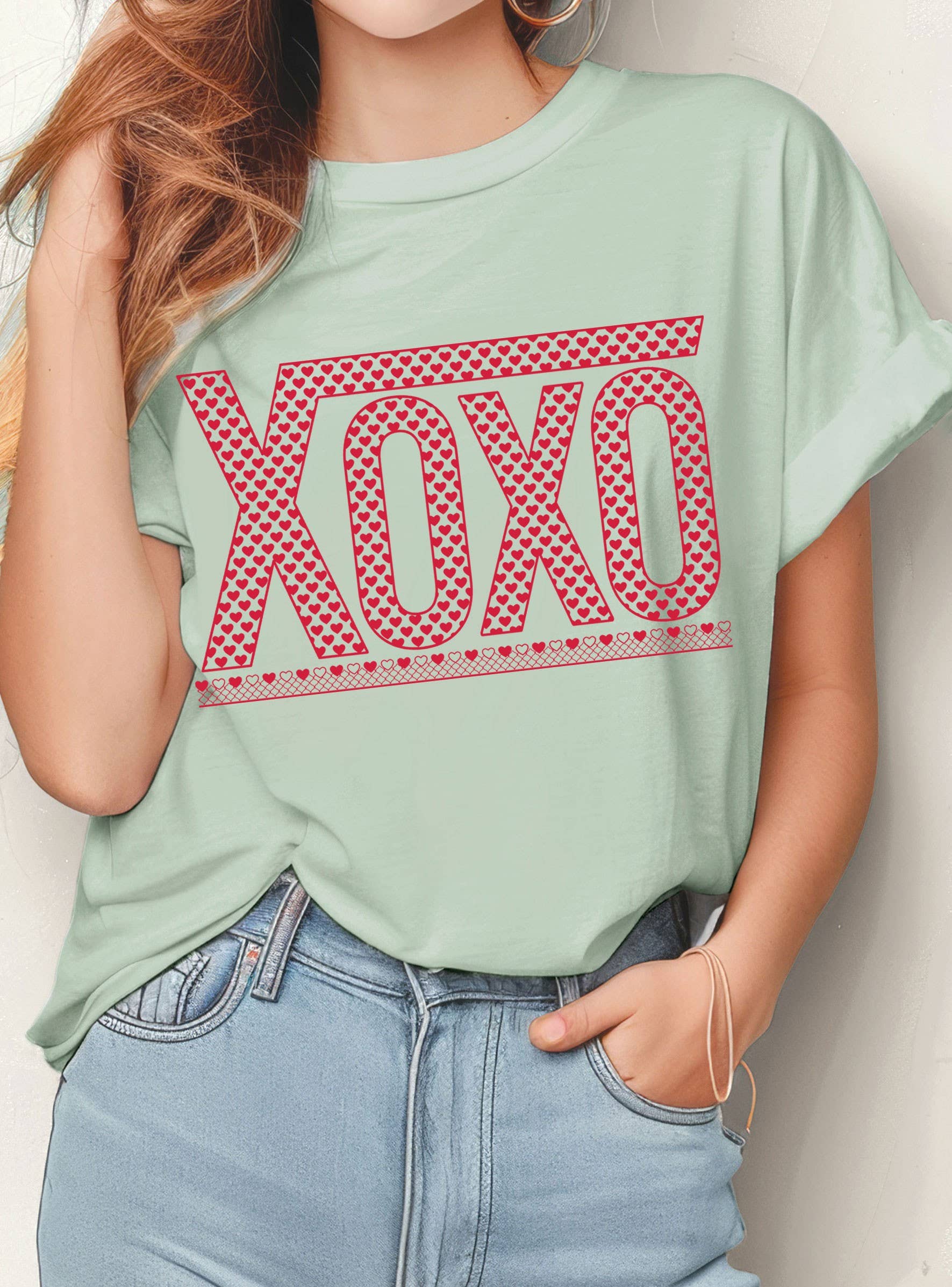 Xoxo Checkered Heart Graphic Tshirts
