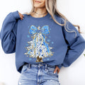 Blue Christmas, Christmas Tree, Coquette, Floral Sweatshirt