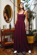 R5037K | Smocked Bodice Solid Knit Jumpsuit