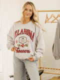 Ou Oklahoma Sooners Patches 25 Ash Gray Thrifted Sweatshirt