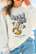Rock and Roll Guitar Graphic Brushed Sweatshirts