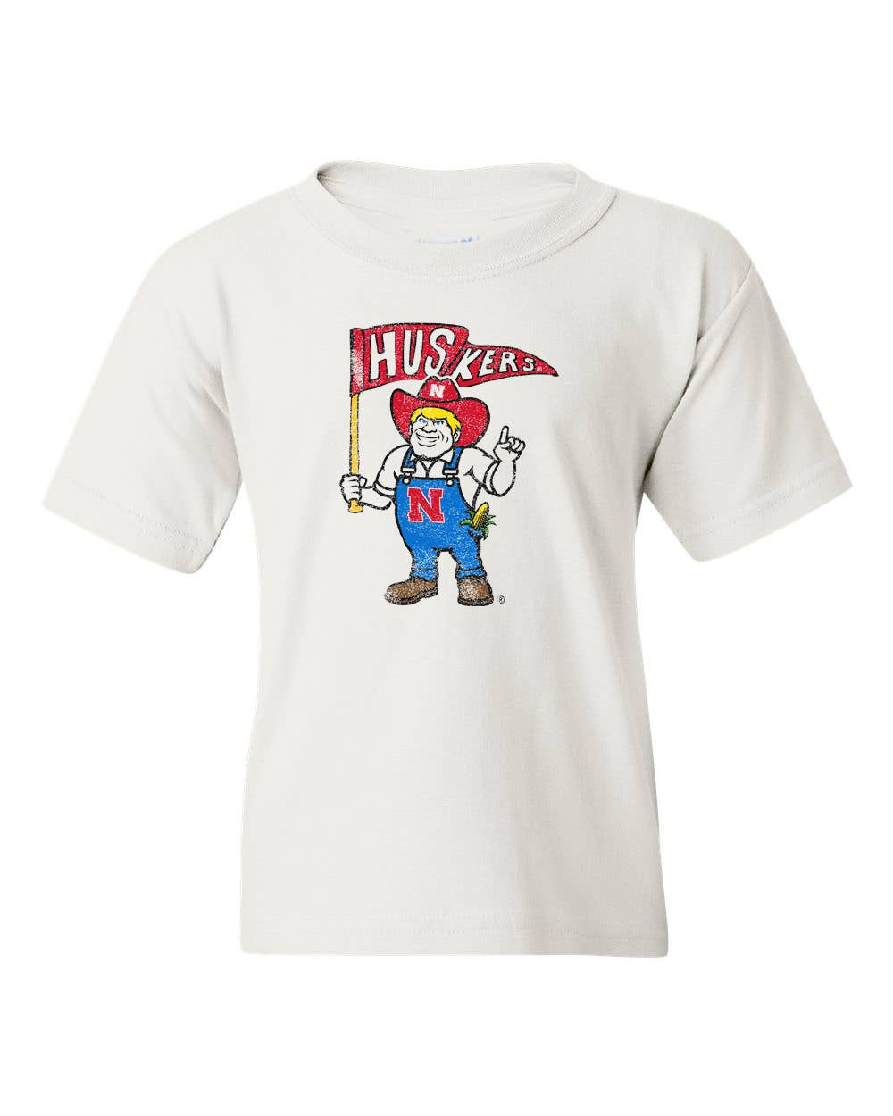 Children's Nebraska Huskers Mascot Flag Cream Tee