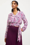 Long Sleeve Wrap Style Waist Tie Top