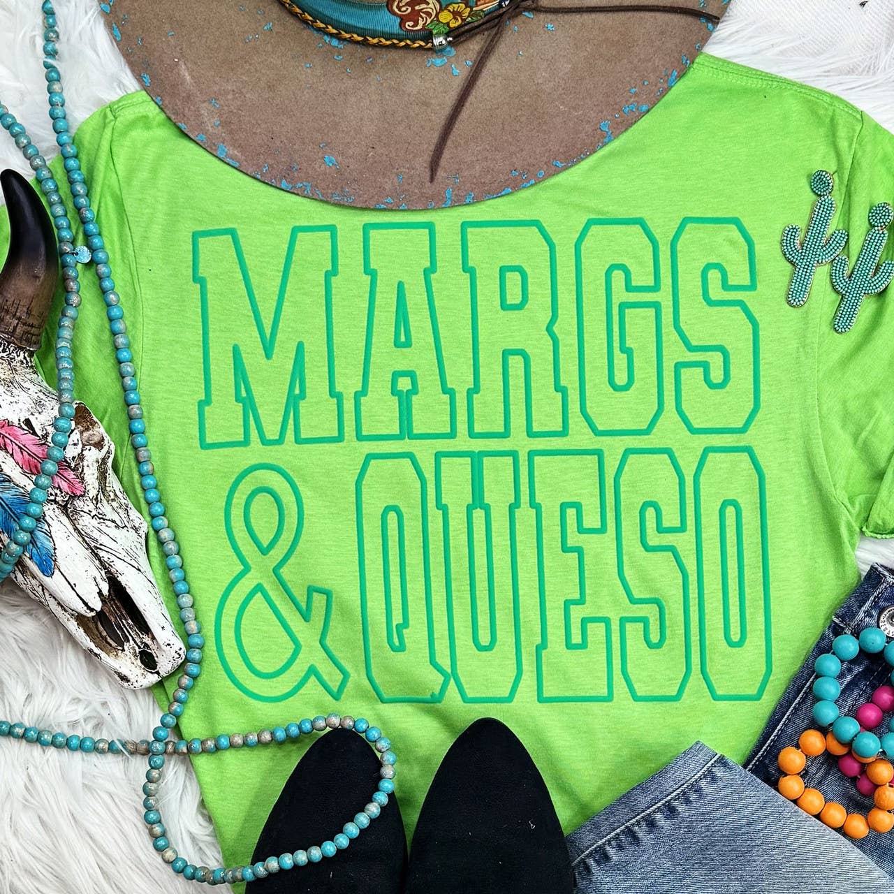 Margs & Queso Green Puff Everyday Tee