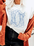 Long Live Cowgirls Western Ribbon Bow Boots Graphic Tshirts