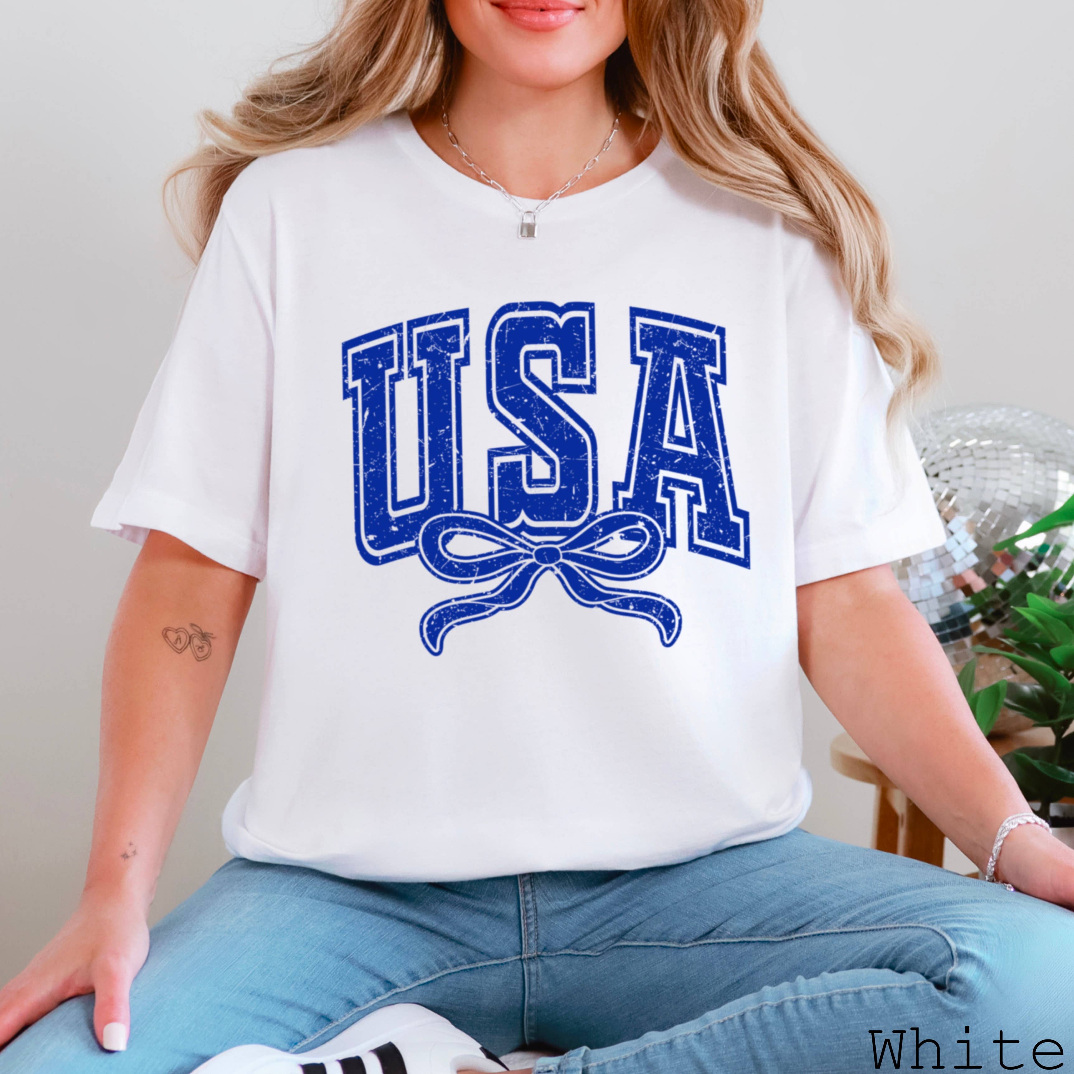 USA Coquette Bow July 4th Graphic Tee | Bella Canvas