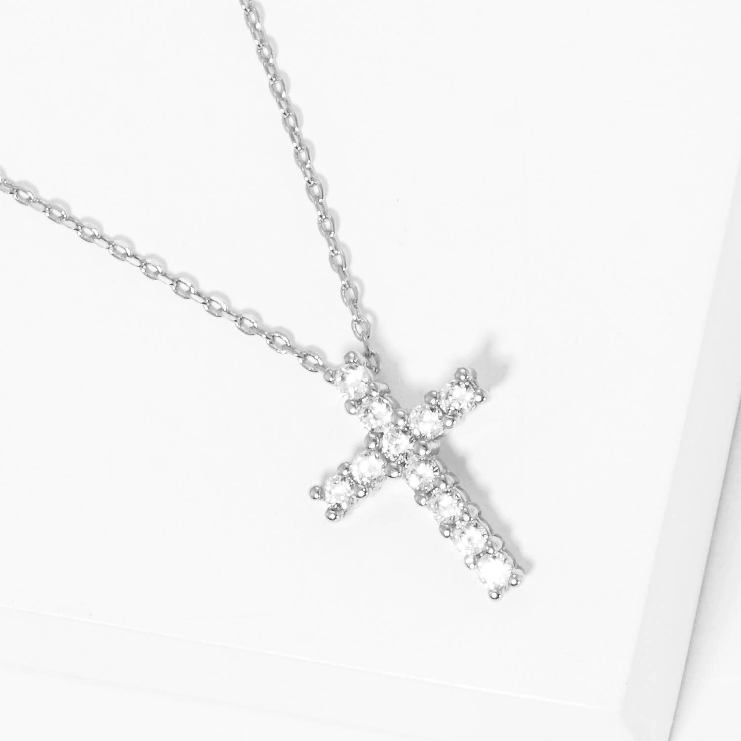 Cubic Zirconia Gold Dipped Cross Necklace