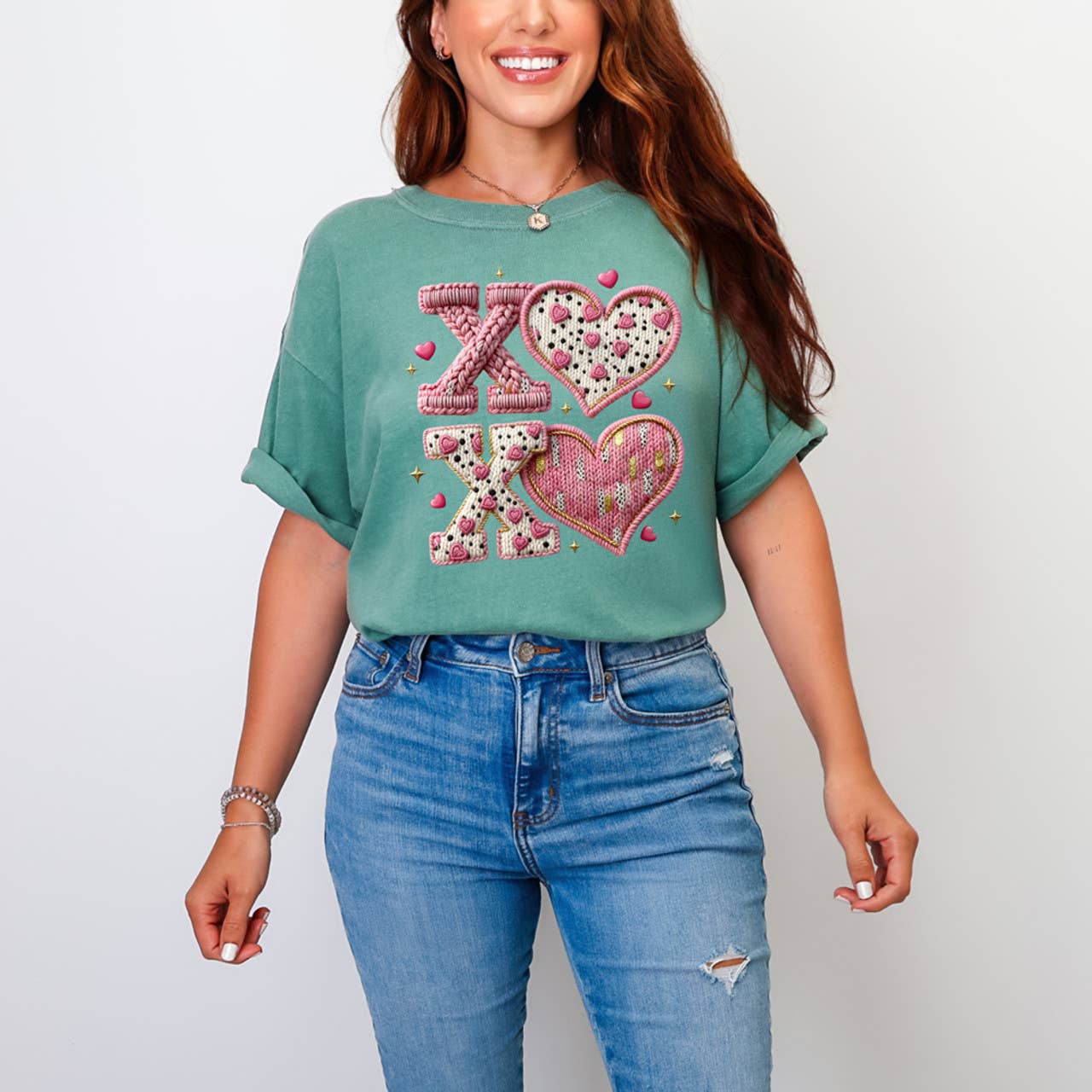 Faux Embroidery Xoxo Hearts Tee