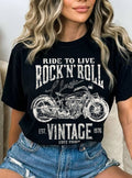 Rock and Roll Motorcycle Graphic T Shirts
