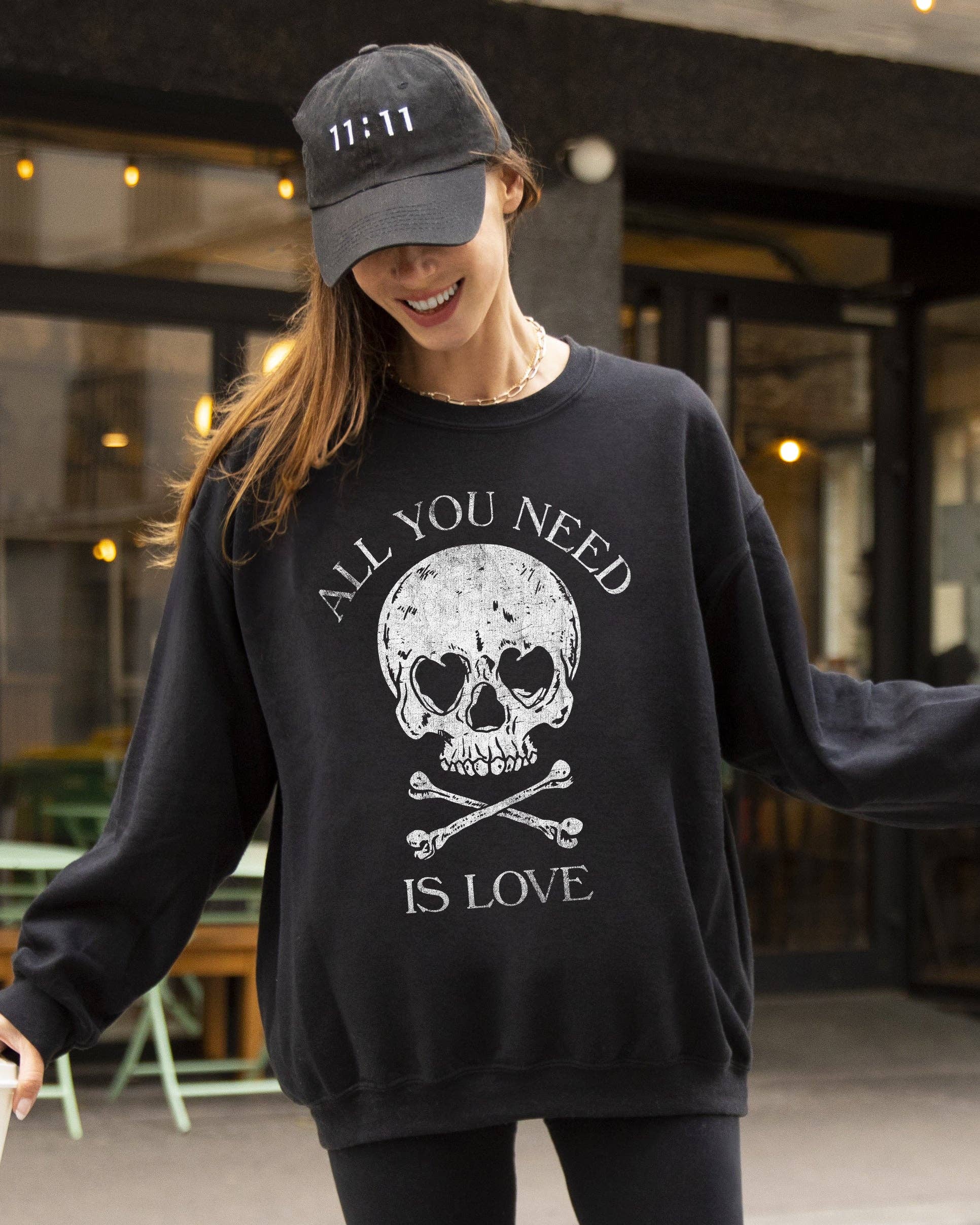 All You Need Is Love, Skull, Funny, Halloween Sweatshirt