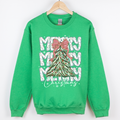 Merry Christmas, Tree, Classic Santa, Gingham Bow Sweatshirt