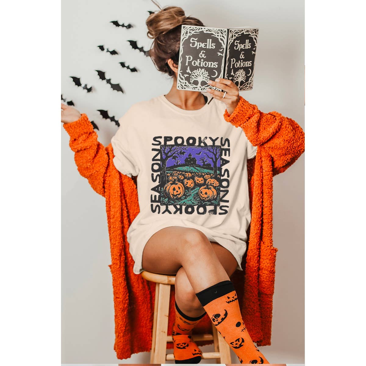 Spooky Season Vintage Graphic Oversized Tee