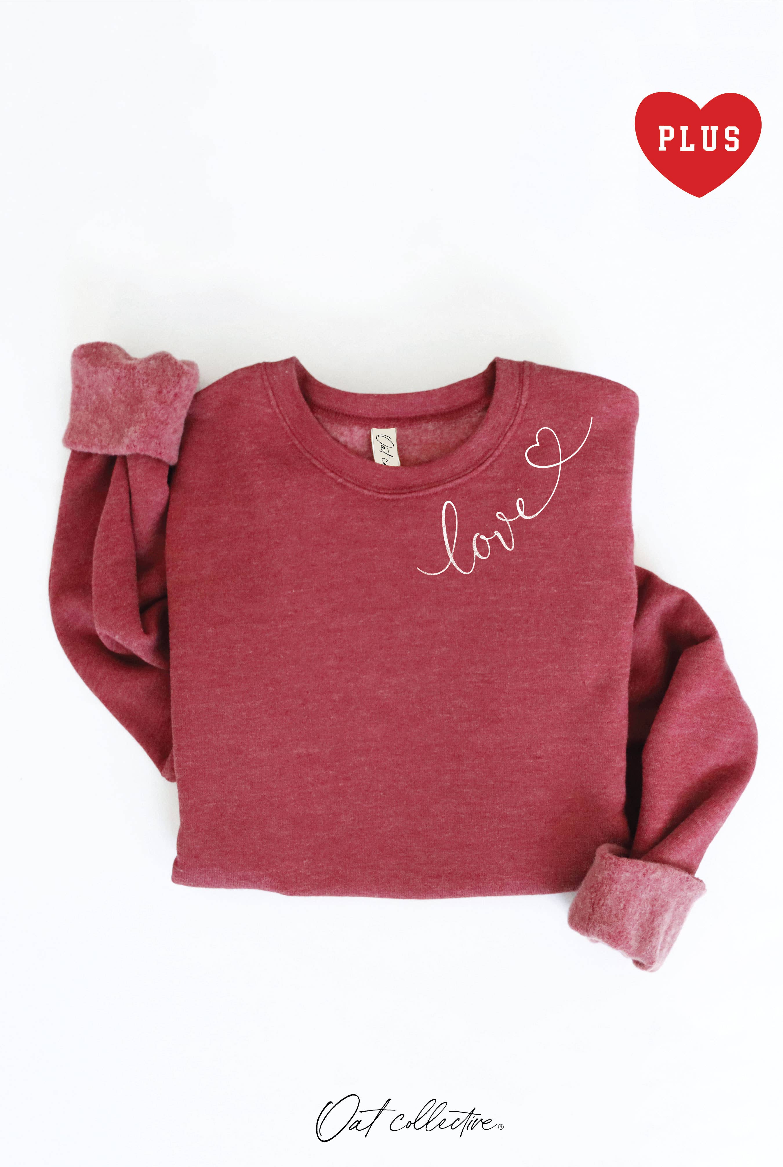 Love Heart Neckline Plus Graphic Sweatshirt