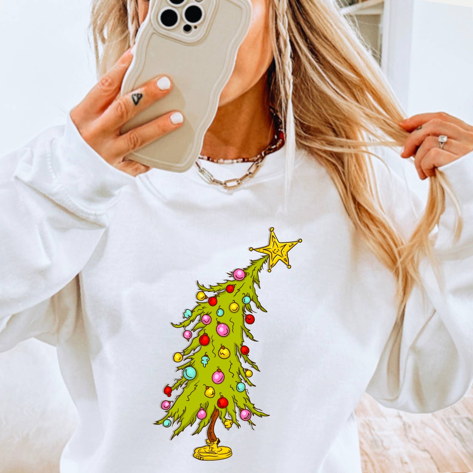 Whimsy Christmas Tree Sweatshirt  | Women's Sweatshirt