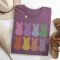 Checkered, Faux Glitter Bunnies Easter Rabbit Holiday Tshirt