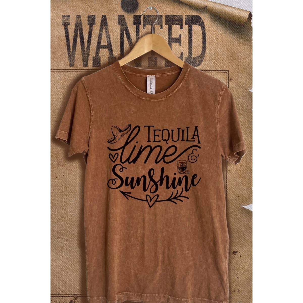 Tequilla Lime Sunshine Wash Vintage Graphic  Tee