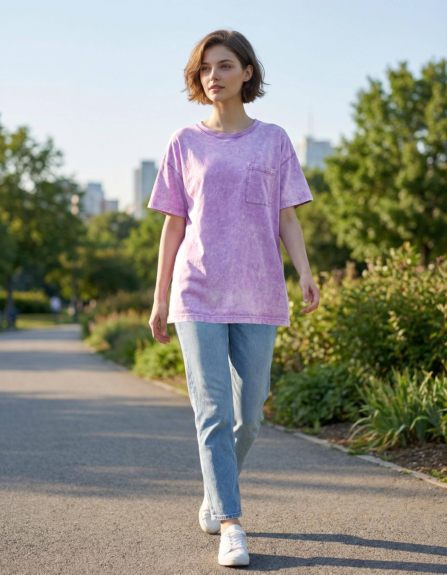 0324 French Terry Washed Drop Shoulder Raw Edge Top SI-29619