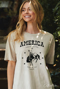 America Land of the Free Oversized Graphic Top