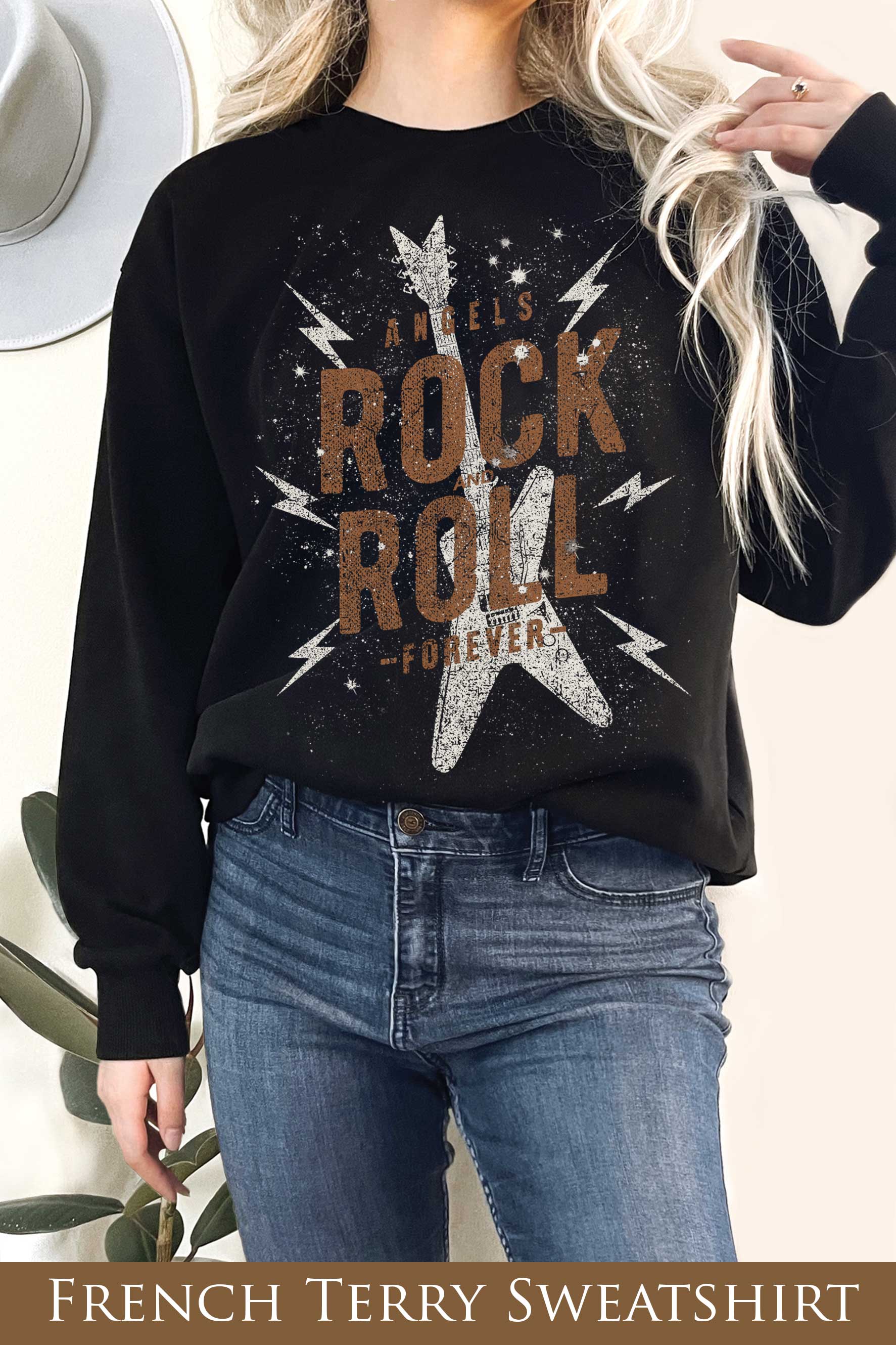 Angels Rock and Roll Forever Graphix Terry Sweatshirts