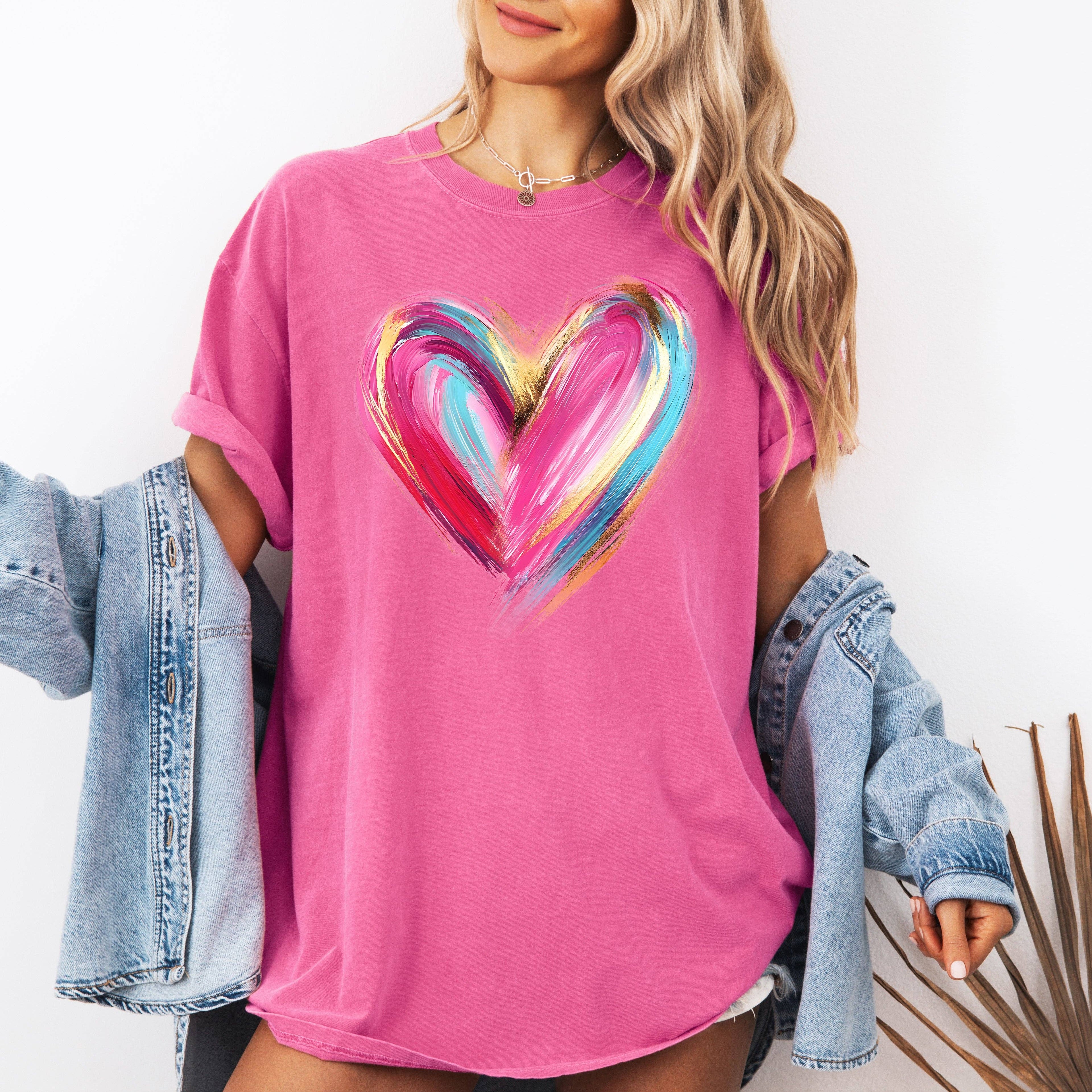Glittery Heart, Valentine's Day, Comfort Colors T-Shirt