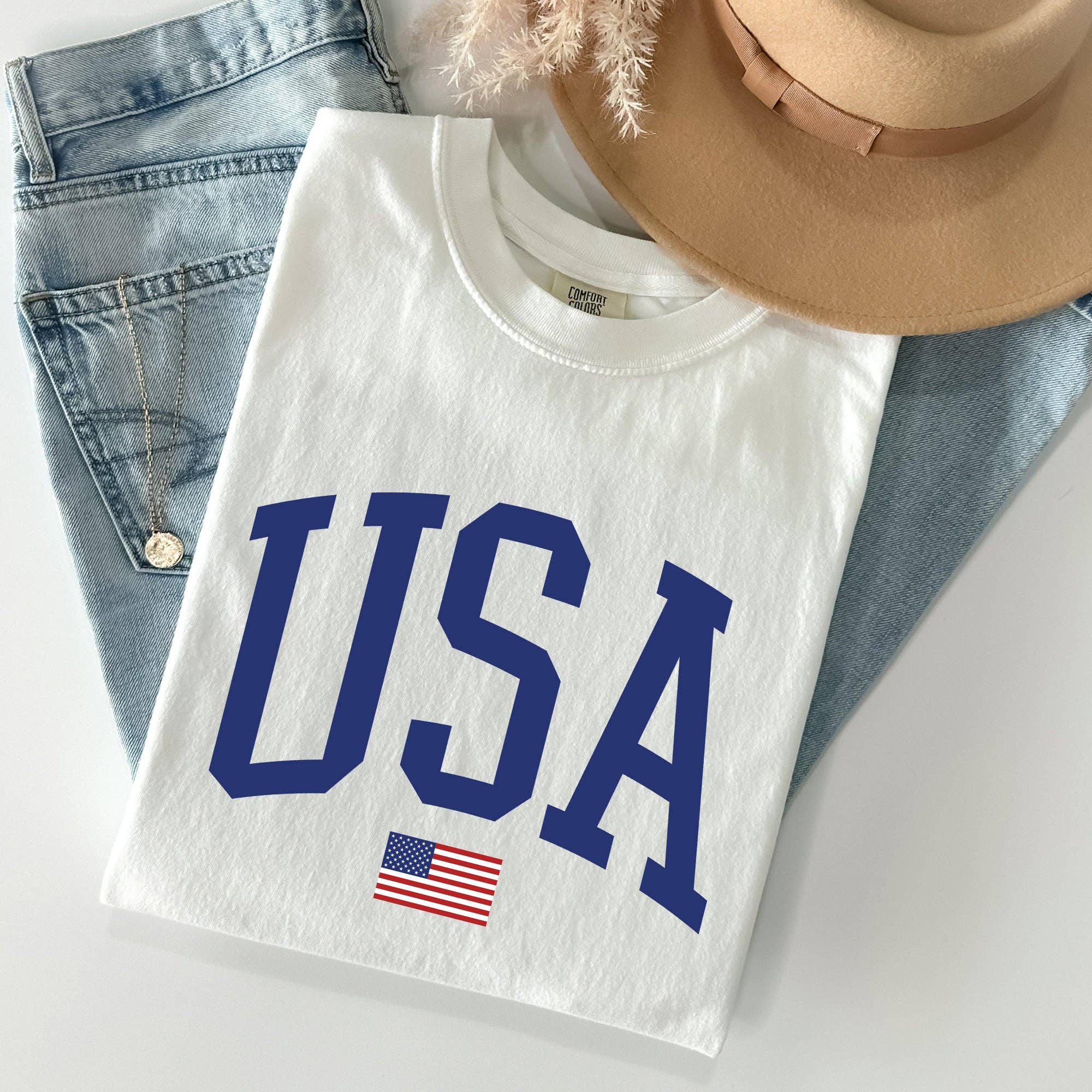 USA Flag, America, Patriotic, Blue, 4th of July Tshirt