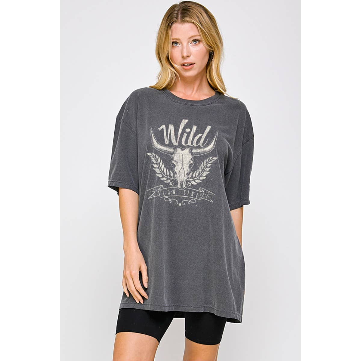 Wild Cow Girl Graphic  Oversized Tee