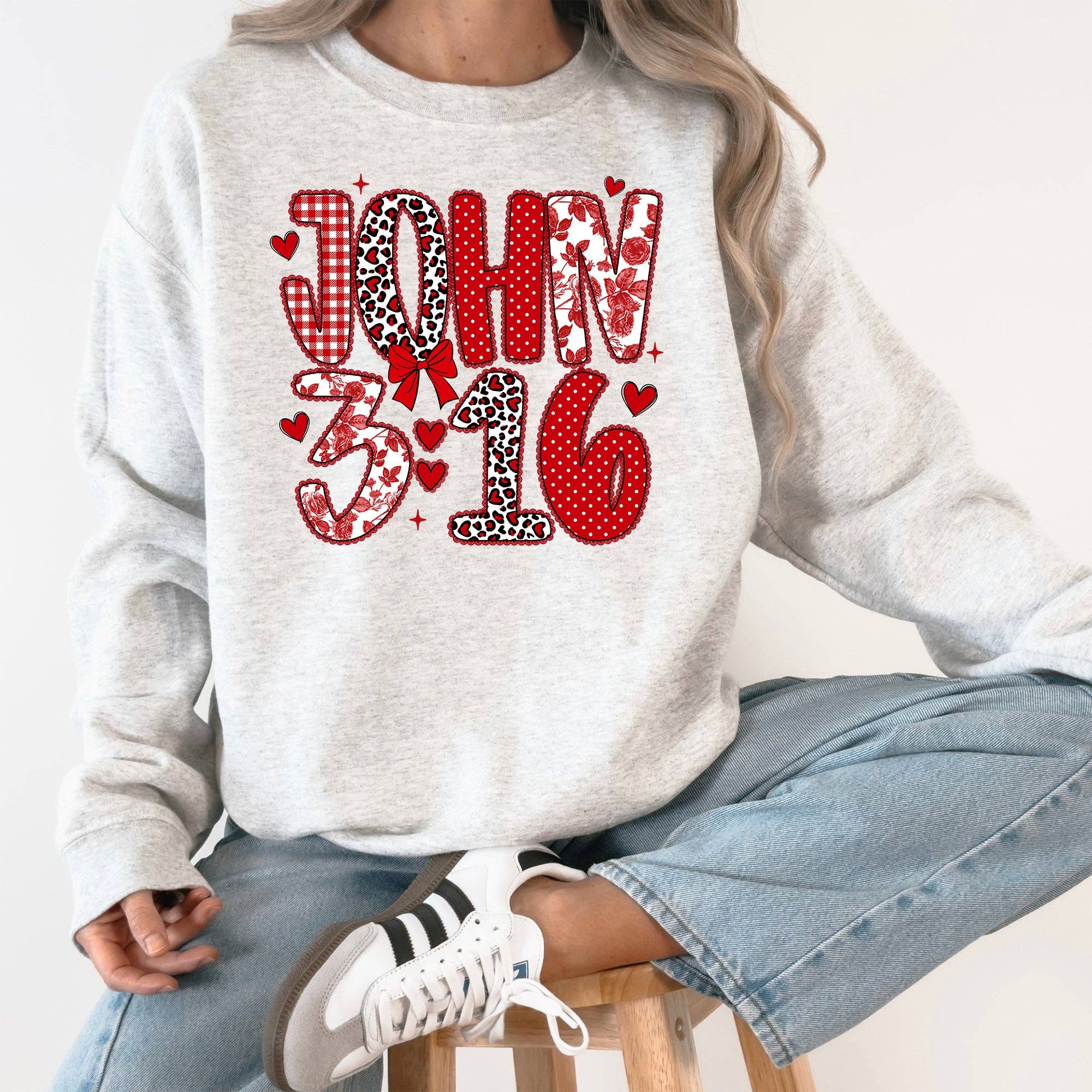 John 3-16, Valentine's Day, Love, Leopard Print Sweatshirt